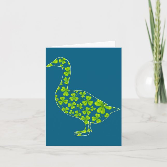 Three Leaf Shamrock Goose Irish St. Patrick's Day  Card (Front)