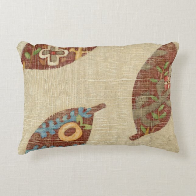 Three Leaves on Linen Texture Background Decorative Cushion (Front)