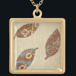 Three Leaves on Linen Texture Background Gold Plated Necklace<br><div class="desc">The best things come in threes! Set on a linen background these leaves look like they are floating towards the ground in an autumnal tumble. Catch them and place them on your wall today!</div>