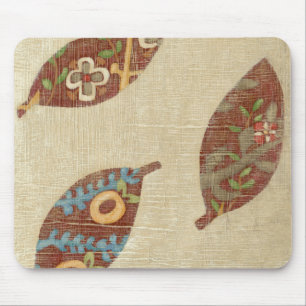 Three Leaves on Linen Texture Background Mouse Pad