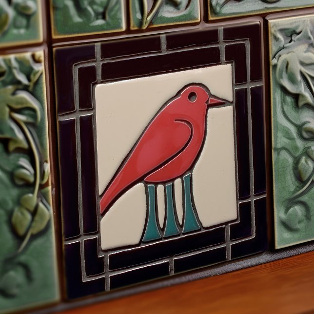 Three Legged Bird Art Deco Nouveau Wall Decor Ceramic Tile (Creator Uploaded)