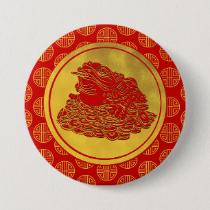 Three Legged Lucky Money Frog Feng-shui 7.5 Cm Round Badge
