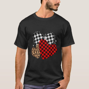 Three Leopards Plaid Red He Day T-Shirt