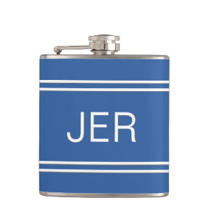 Three Letter Initials Monogrammed Drink Royal Blue Hip Flask