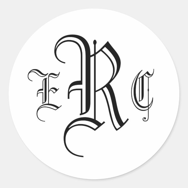 Three Letter Monogram Black & White Envelope Seal (Front)