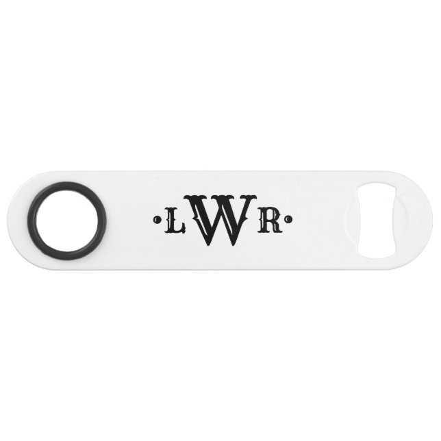 Three Letter Monogram Custom Elegant Black & White (Front (Horizontal))