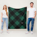 Three Letter Monogram Green Buffalo Check Fleece Blanket<br><div class="desc">Great for snuggling on patios in cool autumn air,  or by the fire on a cold winter night,  this super soft and plush fleece blanket will be your cosy go to. A pattern of on trend,  large scale,  green and black buffalo check plaid with a personalised three-letter monogram.</div>