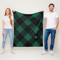 Three Letter Monogram Green Buffalo Check