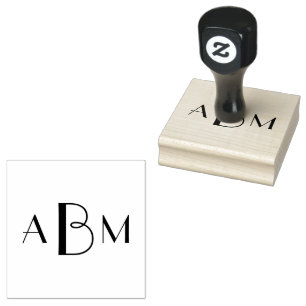 Three Letter Monogram Initials Rubber Stamp
