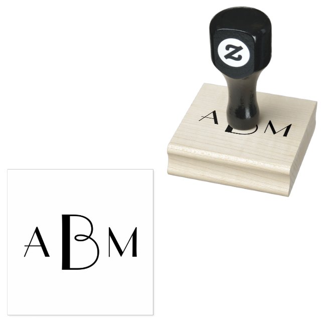 Three Letter Monogram Initials Rubber Stamp (Stamped)