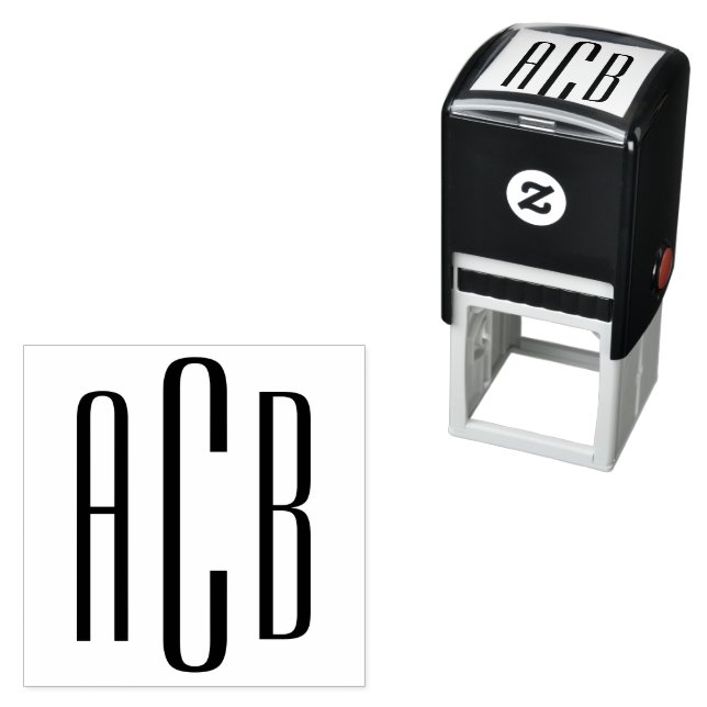 Three Letter Monogram Self-inking Stamp (In Situ)