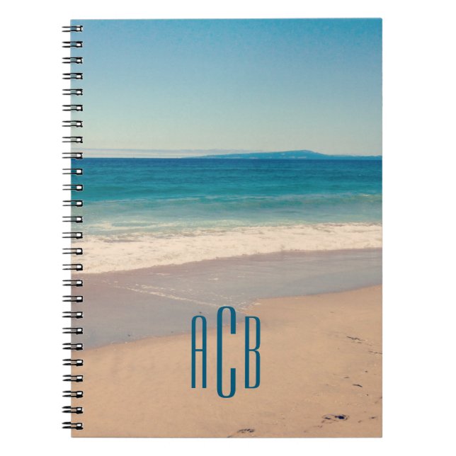 Three Letter Monogram Vacation Beach Photo Notebook (Front)