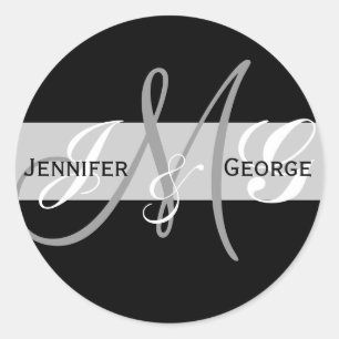 Three Letters Monogram Initials Wedding Sticker