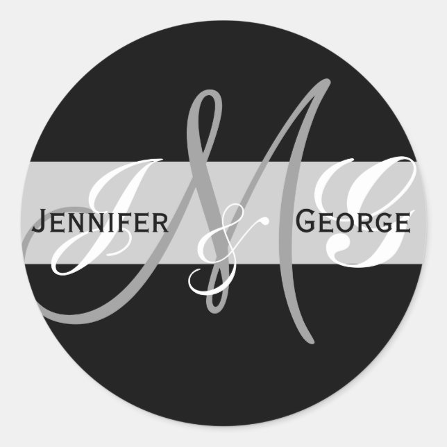 Three Letters Monogram Initials Wedding Sticker (Front)