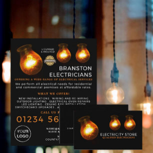 Three Lightbulbs, Electrician Advertising Flyer