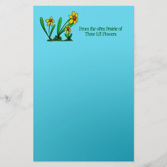 Three Li'l Flowers Stationery Note Paper (Front)