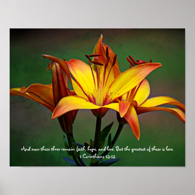 Three Lilies Scripture Photographic Art Print (Front)