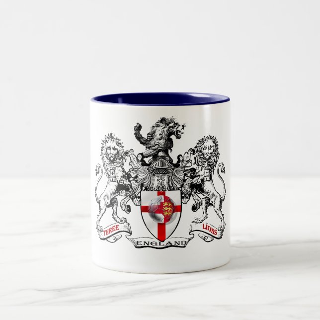 Three lions heraldry football tees and gifts Two-Tone coffee mug (Center)