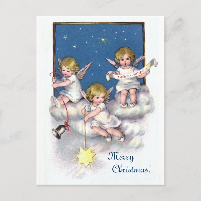Three Little Angels Holiday Postcard (Front)