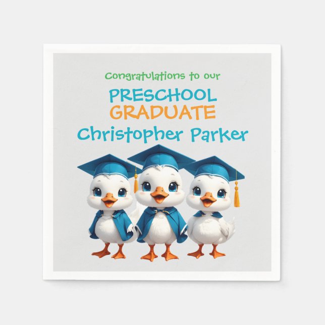 Three Little Baby Geese Graduation Party Napkin (Front)
