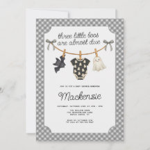 Three Little Boos Gingham Halloween Baby Shower