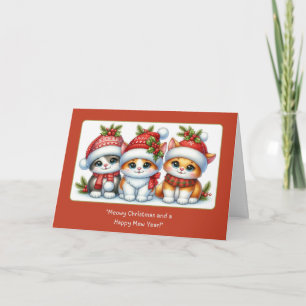 Three Little Christmas Kitties Sitting Pretty Note Card