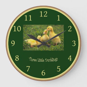 Three Little Ducklings In The Grass ~ Large Clock