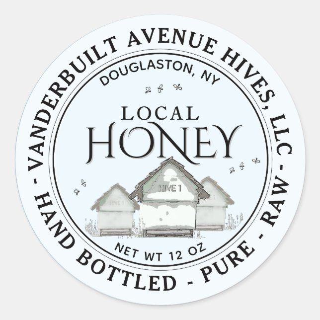 Three Little Hives LOCAL Honey Hand Bottled Raw  C Classic Round Sticker (Front)