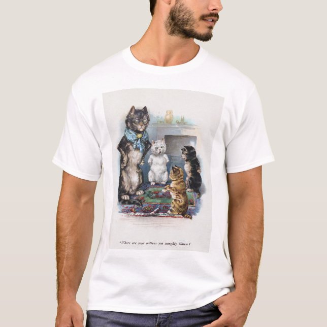 Three Little Kittens and Mother, Louis Wain T-Shirt (Front)
