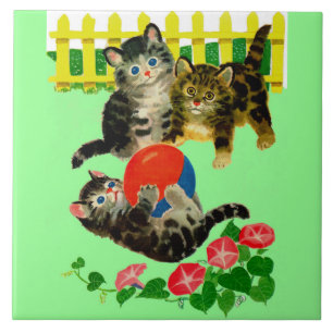 three little kittens ceramic tile
