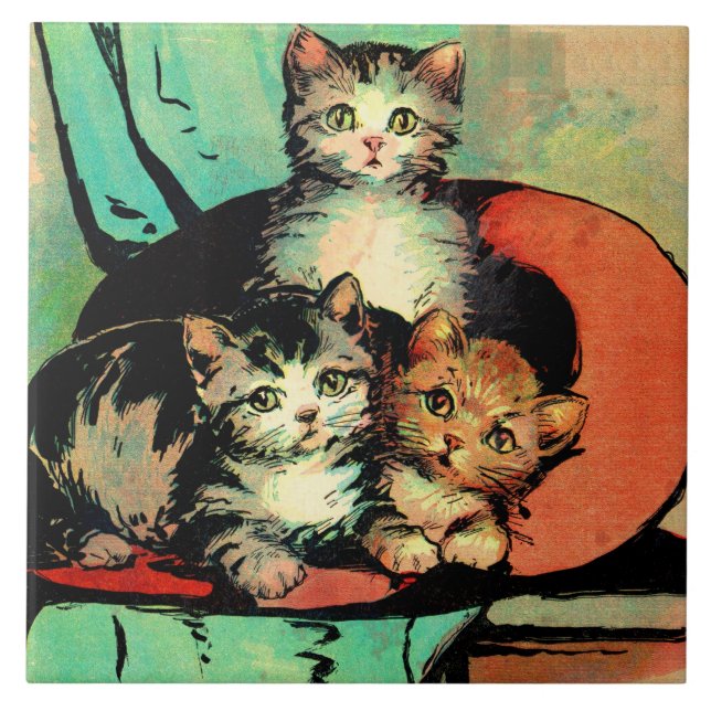 three little kittens ceramic tile (Front)