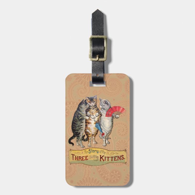 Three Little Kittens Mother Goose Illustration Luggage Tag (Front Vertical)