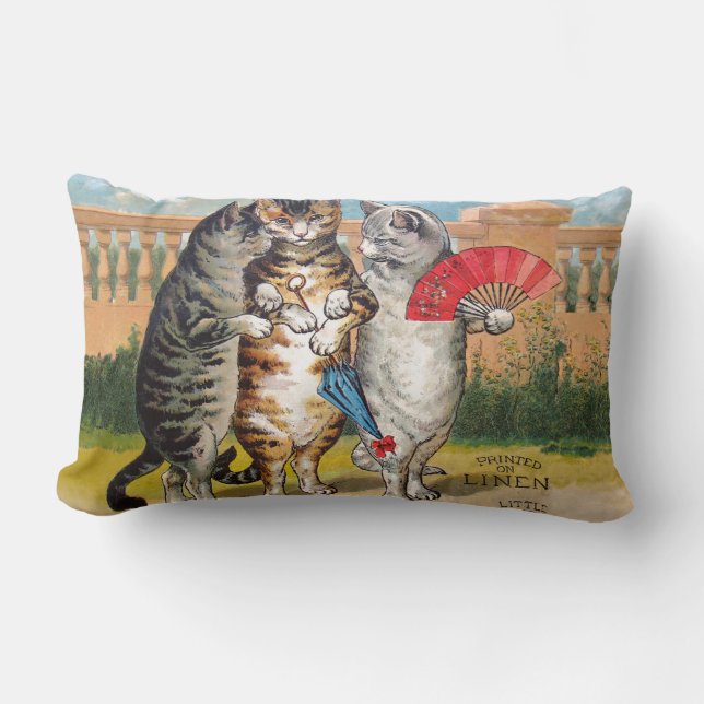 Three Little Kittens Mother Goose Illustration Lumbar Cushion (Front)