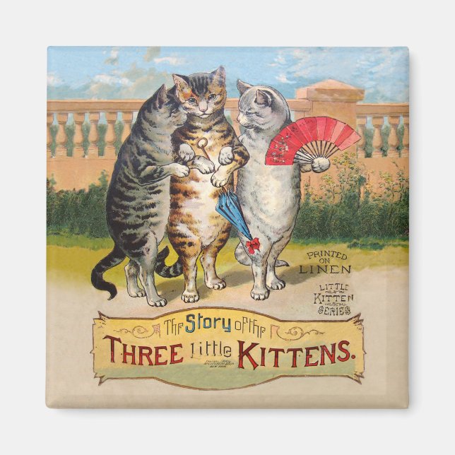 Three Little Kittens Mother Goose Illustration Magnet (Front)