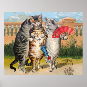 Three Little Kittens Mother Goose Illustration Poster