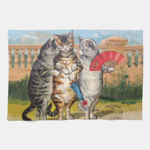 Three Little Kittens Mother Goose Illustration Tea Towel