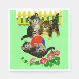 three little kittens print napkin