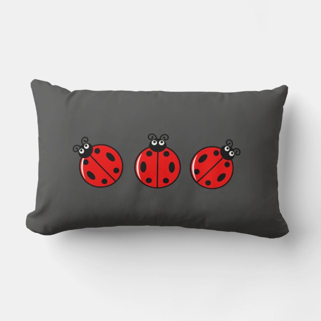 Three Little Ladybugs - Lumbar Pillow 13" x 21" (Front)