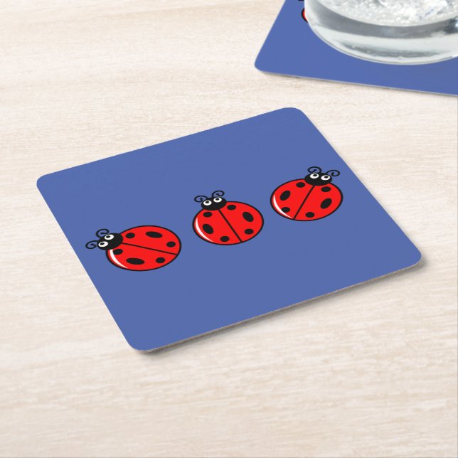 Three Little Ladybugs - Paper Coaster (Angled)