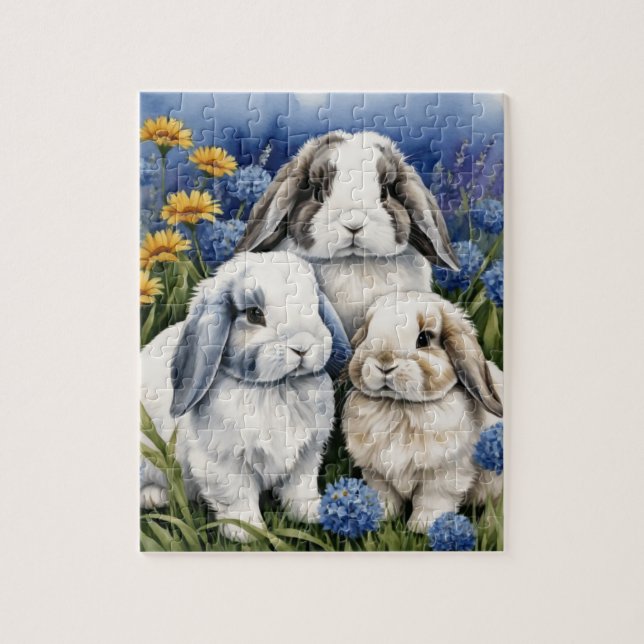 Three Little Lop Bunnies Jigsaw Puzzle (Vertical)