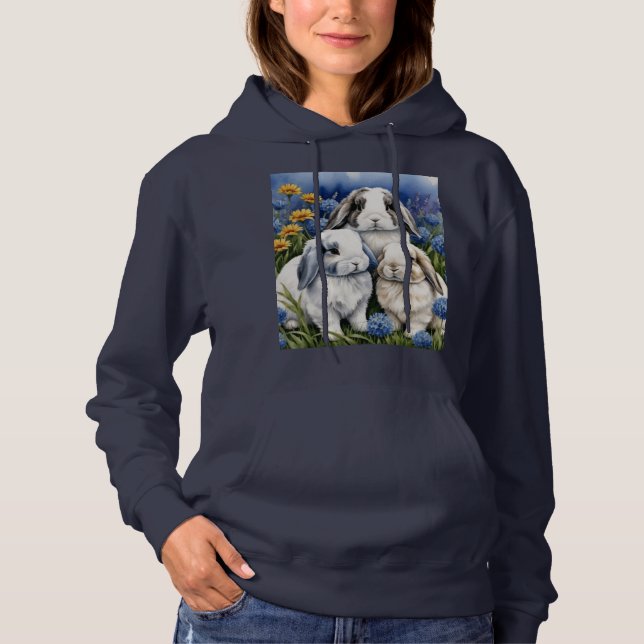 Three Little Lop Bunny Rabbits Hoodie (Front)