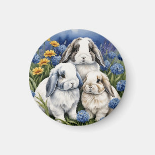 Three Little Lop Bunny Rabbits Magnet