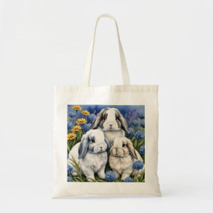 Three Little Lop Bunny Rabbits Tote Bag