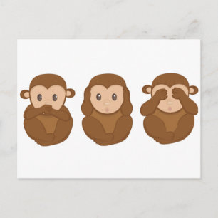 Three little monkeye postcard