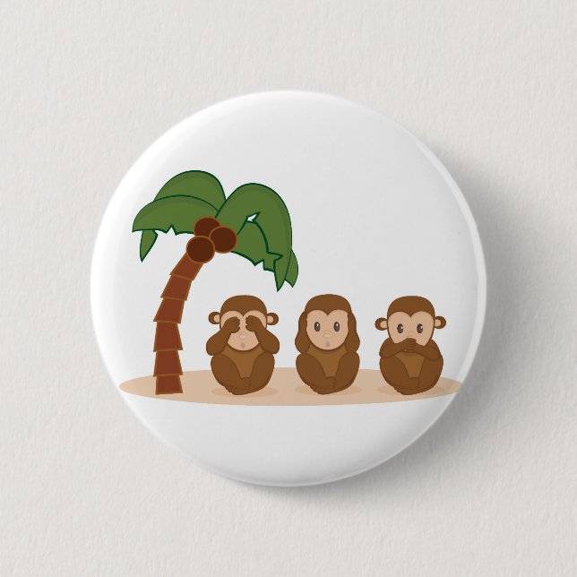 Three little monkeys - three macaquinhos 6 cm round badge (Front)