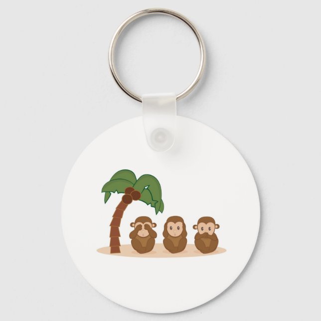 Three little monkeys - três macaquinhos key ring (Front)