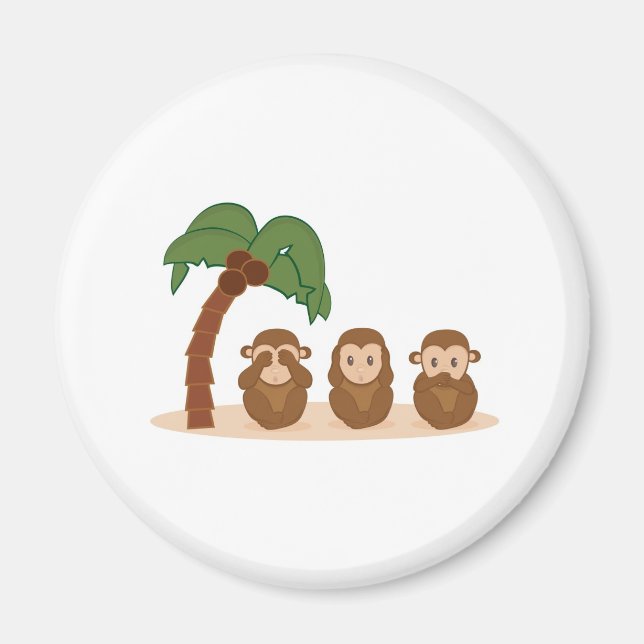 Three little monkeys - três macaquinhos magnet (Front)