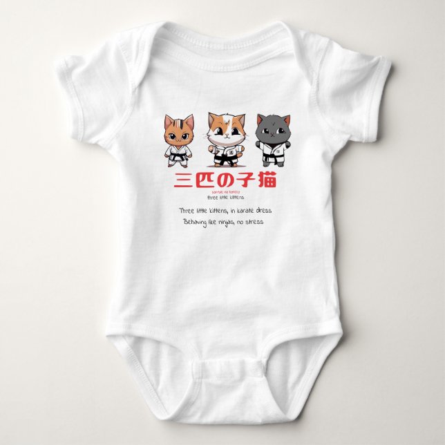 Three Little Ninja Kitties Baby Bodysuit (Front)
