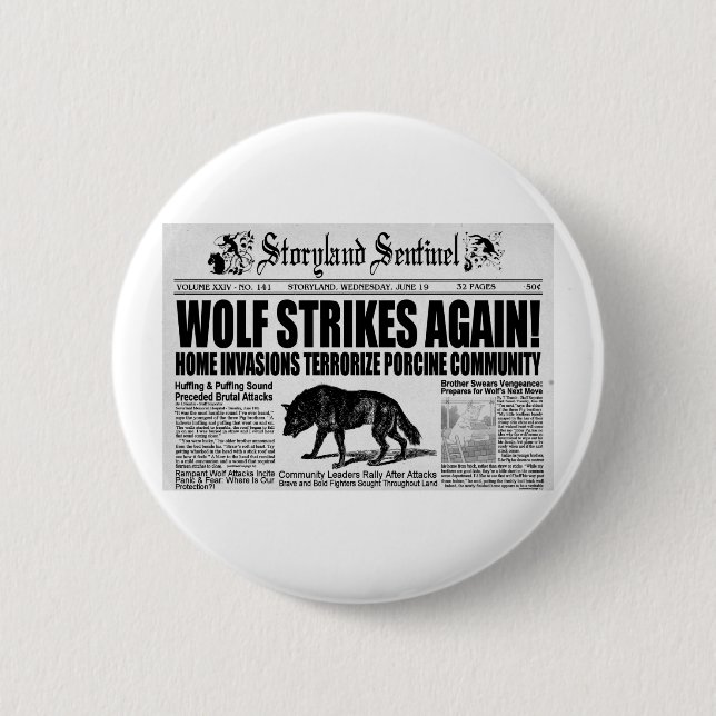 Three Little Pigs 6 Cm Round Badge (Front)