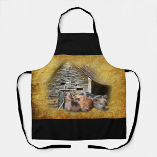 Three Little Pigs At The Rustic Barn Snoozing Apron